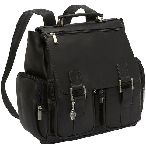 David King Leather Laptop Backpack w/5 Zipper Pockets