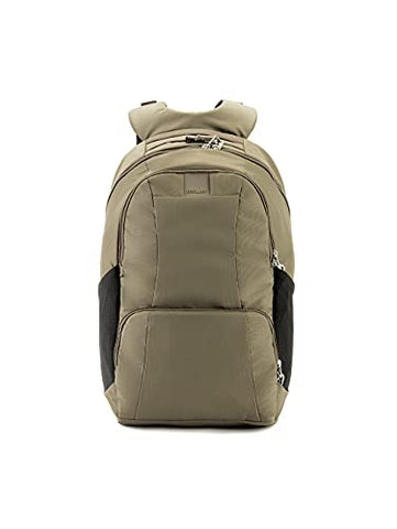Pacsafe Metrosafe LS450 25 Liter Anti Theft Laptop Backpack - with Padded 15" Laptop Sleeve, Adjustable Shoulder Straps, Patented Security Technology (Khaki), Earth Khaki