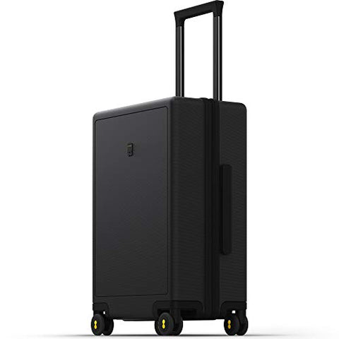 LEVEL8 Carry-On Luggage, 20” Hardshell Suitcase, Lightweight PC Textured Hardside Spinner Trolley for Luggage, TSA Approved Cabin Luggage with 8 Spinner Wheels, Black, 20-Inch Carry-On