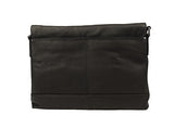 Kenneth Cole "The Mess-ing Link" Glazed Colombian Leather Messenger Bag, Color Black