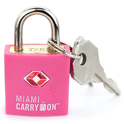 Miami CarryOn TSA Approved Padlock - TSA Keyed Luggage Lock, 0.9 Inch Wide - Pink