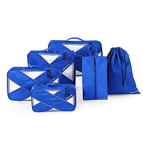 P.travel 6Pcs Packing Cubes for Travel Lightweight Luggage Organizer Bag Travel Cubes (Blue)