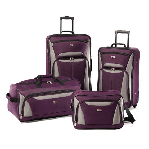 American Tourister Luggage Fieldbrook Ii 4 Piece Set, Purple/Grey, One Size