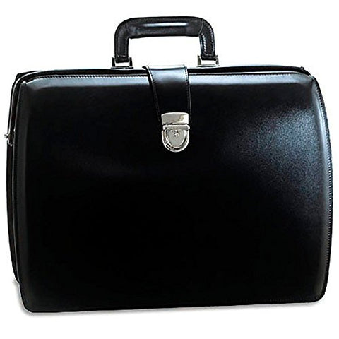 Jack Georges Mens [Personalized Initials Embossing] Elements Classic Leather Briefcase in Black