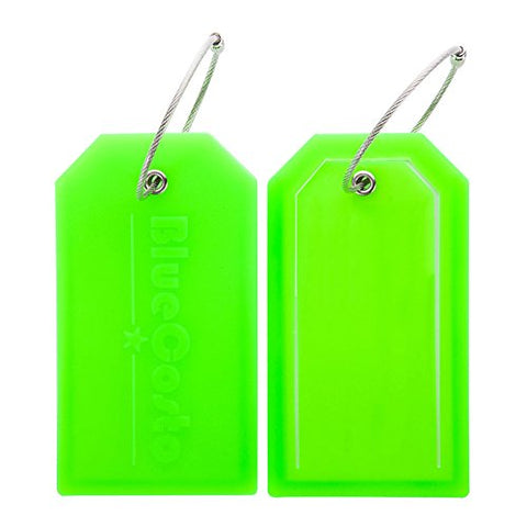 BlueCosto 2x Luggage Tags Suitcase Tag Bag Identifier ID Labels Office Travel Label - Green