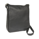 Le Donne Leather Flap Over Shoulder Bag (Black)