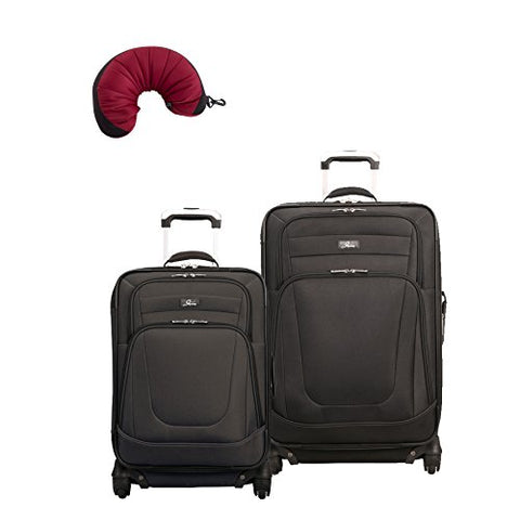 Skyway Epic | 3-Piece Set | 24" and 28" Expandable Spinners, Travel Pillow (Black)