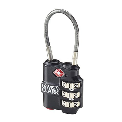 Lewis N Clark Travelsentry Indicator 3-Dial Cable Lock, Black