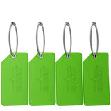 Small Luggage Tags with Privacy Cover & Metal Loop - (4pk, Green)