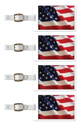 Tag Crazy Us Flag Rendered Premium Luggage Tags Set Of Four, Red, One Size