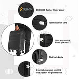 Reyleo Softside Spinner Luggage 20 Inch Carry On Luggage 8-Wheel Travel Suitcase With Usb