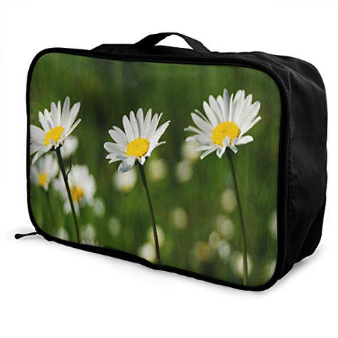 Travel Bags White Daisies Portable Tote Trolley Handle Luggage Bag