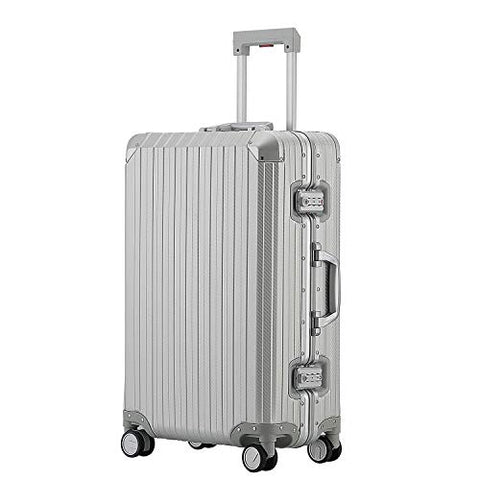 All Aluminum Hard Shell Luggage Hardside Suitcase With Spinner Wheels By Sindermore (Carbon Fiber Silver, 29 inch)