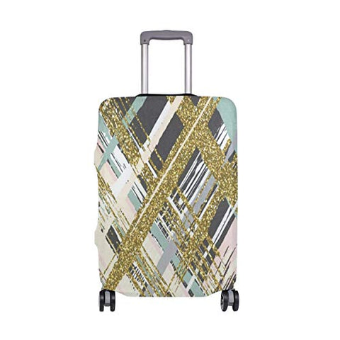 Suitcase Cover Gold Glitter Textured And Stripes Luggage Cover Travel Case Bag Protector for Kid Girls