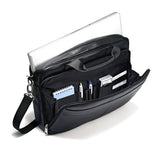 Samsonite Luggage Leather Slim Briefcase, Black, 16 Inch