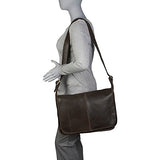 Ledonne Distressed Leather Classic Flap Over Messenger Bag, Choc