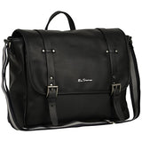 Ben Sherman Faux Leather Flapover 15.0" Computer Laptop Messenger Bag, Black, One Size