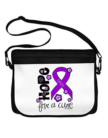 TooLoud Hope for a Cure - Purple Ribbon Epilepsy - Flowers Neoprene Laptop Shoulder Bag