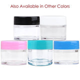 Beauticom 7 Gram / 7 ML (Quantity: 60 Pieces) Thick Wall Round Leak Proof Clear Acrylic Jars with Teal Lids for Beauty, Cream, Cosmetics, Salves, Scrubs