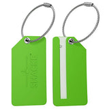 Small Luggage Tags with Privacy Cover & Metal Loop - (4pk, Green)