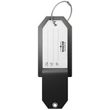 Initial Luggage Tag with Full Privacy Cover and Stainless Steel Loop (Black) (M)