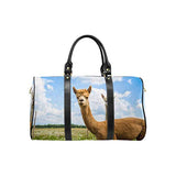 InterestPrint Weekender Bag Overnight Carry-on Tote Duffel Bag Two Friendly Curios Brown and White Alpacas