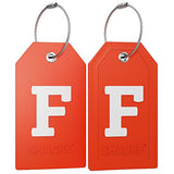 Initial Luggage Tag with Full Privacy Cover and Stainless Steel Loop - (Letter F)