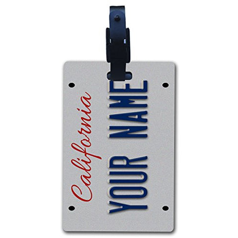 Bleureign(Tm) Personalized Custom Name California State License Plate Luggage Tag With Strap