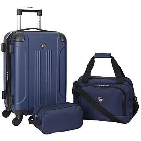 Travelers Club Sky+ Luggage Set, Navy Blue, 3 Piece