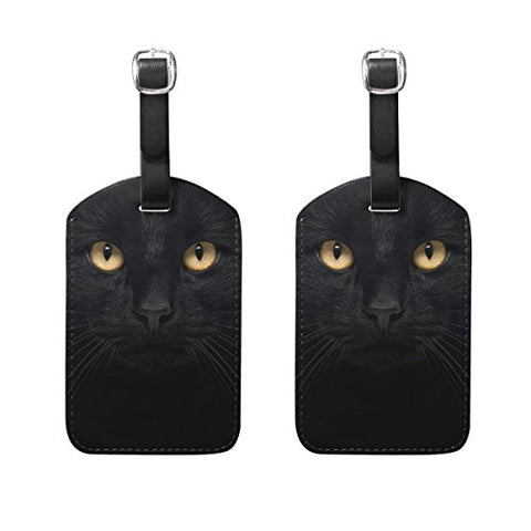 LORVIES Black Cat Luggage Tags Travel Labels Tag Name Card Holder for Baggage Suitcase Bag Backpacks, 2 PCS