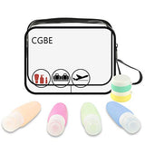 CGBE Travel Bottles Set with Clear Toiletry Bag, TSA Approved Leakproof Refillable Silicone Travel Accessories, Squeezable Travel Size Cosmetic Toiletries Containers