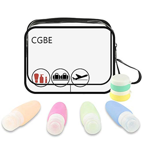 CGBE Travel Bottles Set with Clear Toiletry Bag, TSA Approved Leakproof Refillable Silicone Travel Accessories, Squeezable Travel Size Cosmetic Toiletries Containers