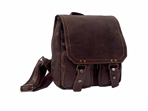 David King & Co. Distressed Leather Laptop Messenger Backpack, Cafe, One Size