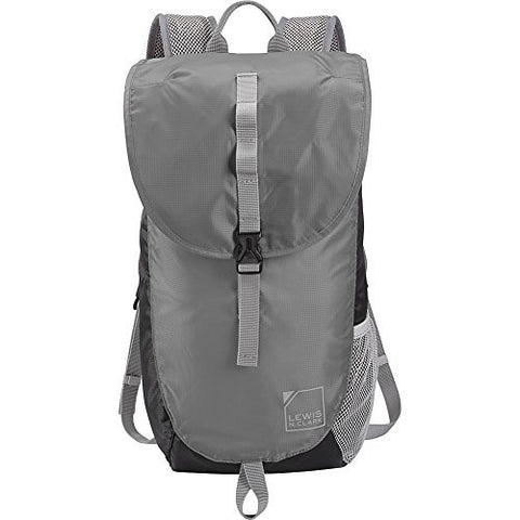 Lewis N. Clark Lightweight Packable Backpack Bag w/RFID Pocket, Black/Gray 18 inch