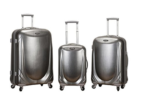 Rockland Luggage 3 Piece Polycarbonate Spinner Set, Silver, One Size