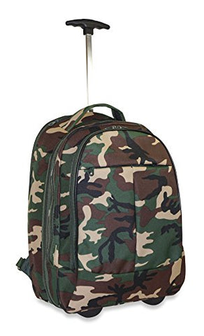 Ever Moda Camo Wheeled Laptop Backpack (Green)