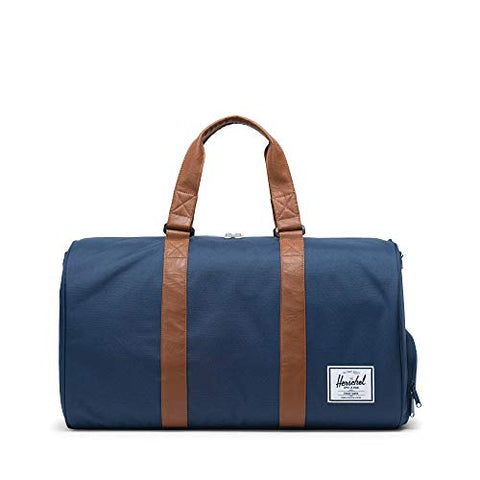 Herschel Novel Duffel Bag, Navy/Tan Synthetic Leather, Classic 42.5L