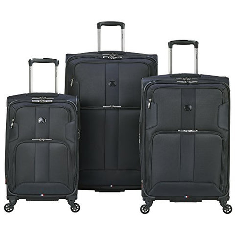 Delsey Luggage Sky Max 3 Piece Spinner Luggage Set, Black
