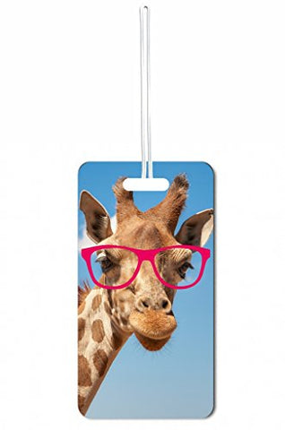 Hipster Giraffe Rosie Parker Inc. Luggage Tag With Personalized Back