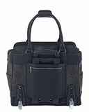 "The Dallas" Black & Grey Tooled Rolling Ipad Tablet Or Laptop Tote Carryall Bag