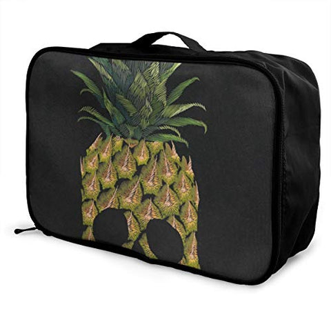 Travel Bags Skull Pineapple Portable Handbag Trolley Handle Luggage Bag