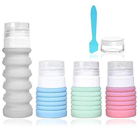 4-Color Travel Bottle Set Food-Grade Refillable Travel Containers,Collapsible Travel Accessories Tube Sets for Shampoo Lotion Soap,42ML-88ML (4-color set)