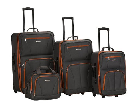 Rockland Luggage 4 Piece Set, Charcoal, One Size