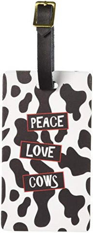 Graphics & More Peace Love Cows Luggage Tags Suitcase Carry-on Id, White