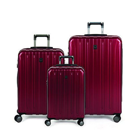 Delsey Paris Luggage 25 inch Expandable Spinner Suitcase Hardsided with Lock, Black Cherry Red