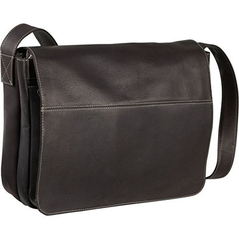 Le Donne Leather Full Flap Leather Laptop Messenger Bag, Café