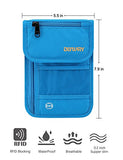Defway Neck Travel Wallet RFID Passport Holder Waterproof Stash Pouch Blue