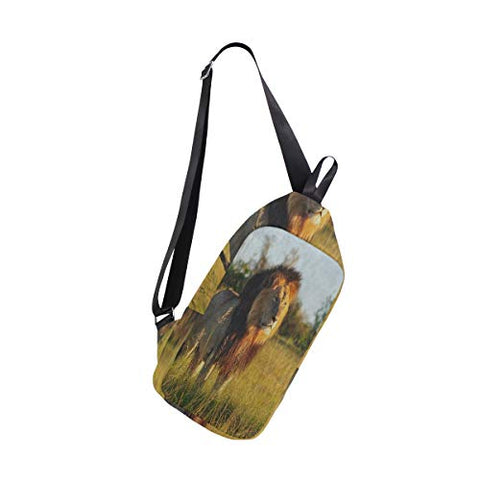 Lovexue Sling Bag Male Lion Forest Grass Animal Mens Chest Shoulder Backpacks Crossbody Unbalance