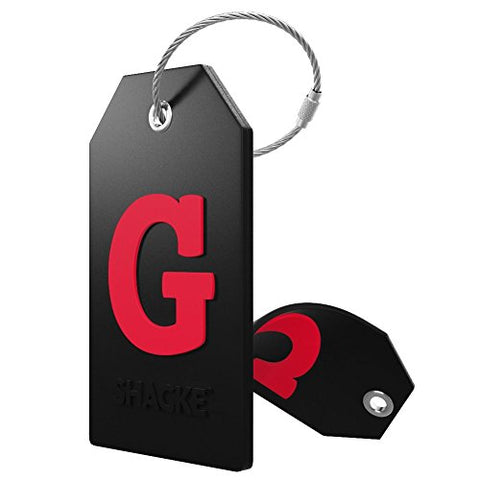 Initial Luggage Tag With Full Privacy Cover And Stainless Steel Loop (Black) (G)