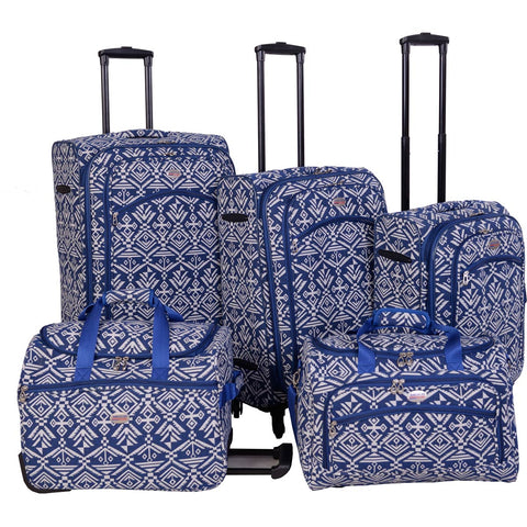 American Flyer Aztec 5pc Spinner Luggage Set